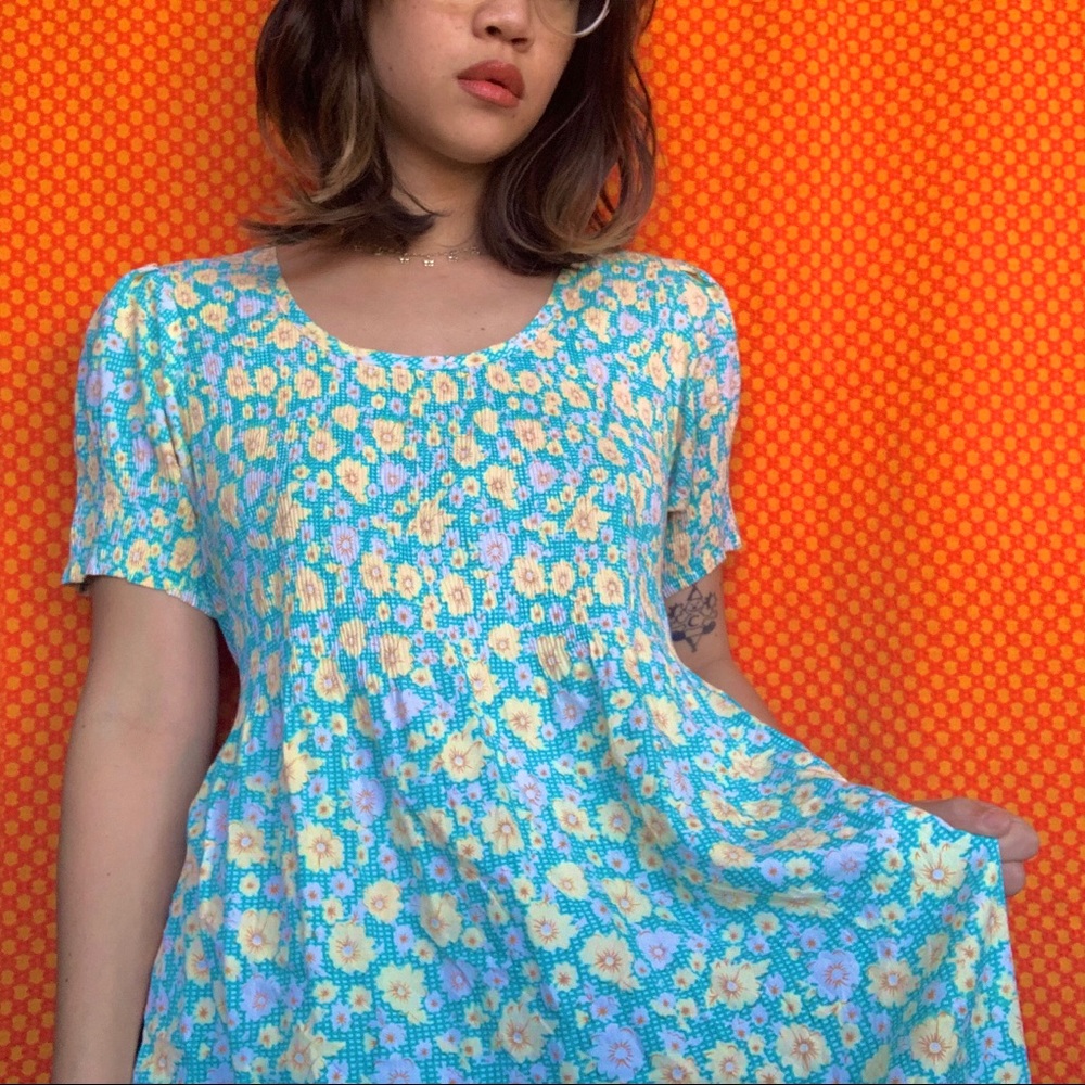 🌼70s/80s RIBBED DAISY FROCK DRESS🌼